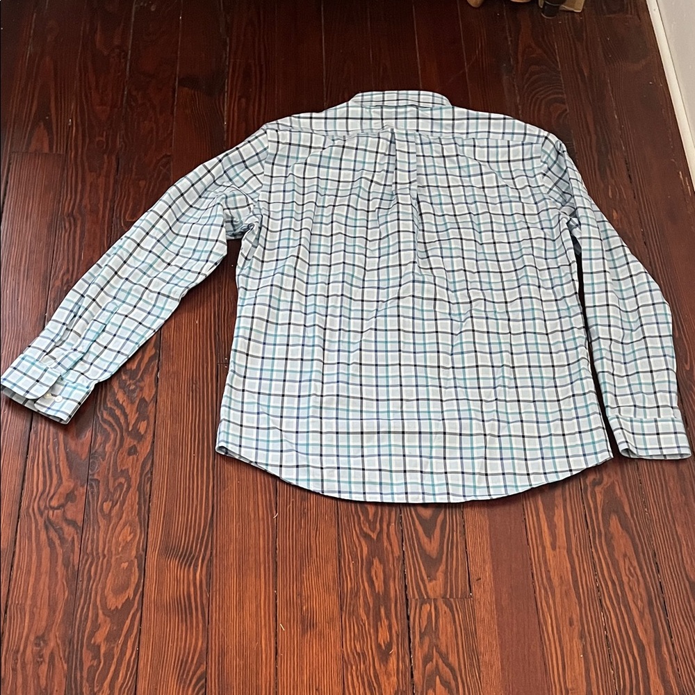 Lands' End Men's Plaid Shirt - Blue and White - Picture 4 of 6
